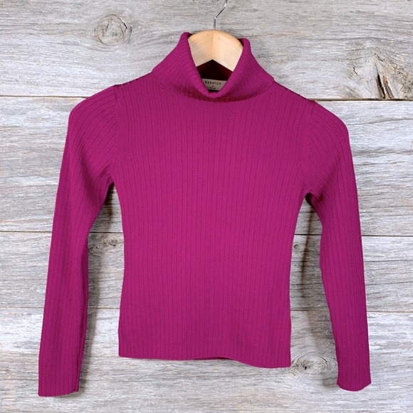 Aritzia Babaton Zander Ribbed Turtleneck Long Sleeve Raspberry Sz M - Picture 2 of 9